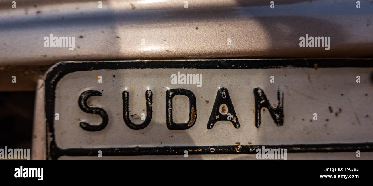 SUDAN Flag Custom License Plate NATIONAL Emblem DIRTY Version