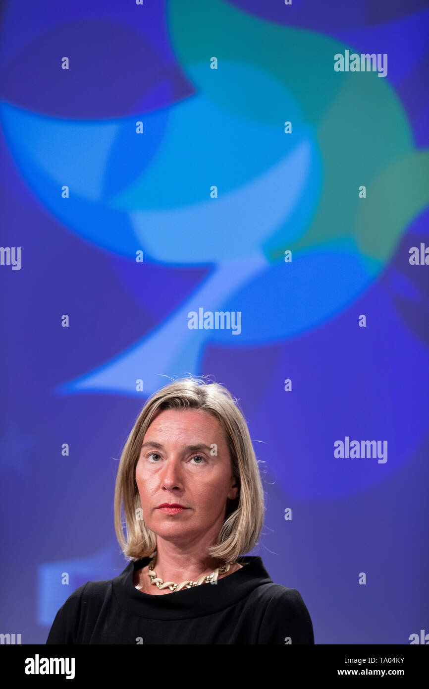 Belgium, Brussels, on 2018/09/14: press conference on a new Africa-Europe alliance with Federica Mogherini, High Representative of the European Union  Stock Photo
