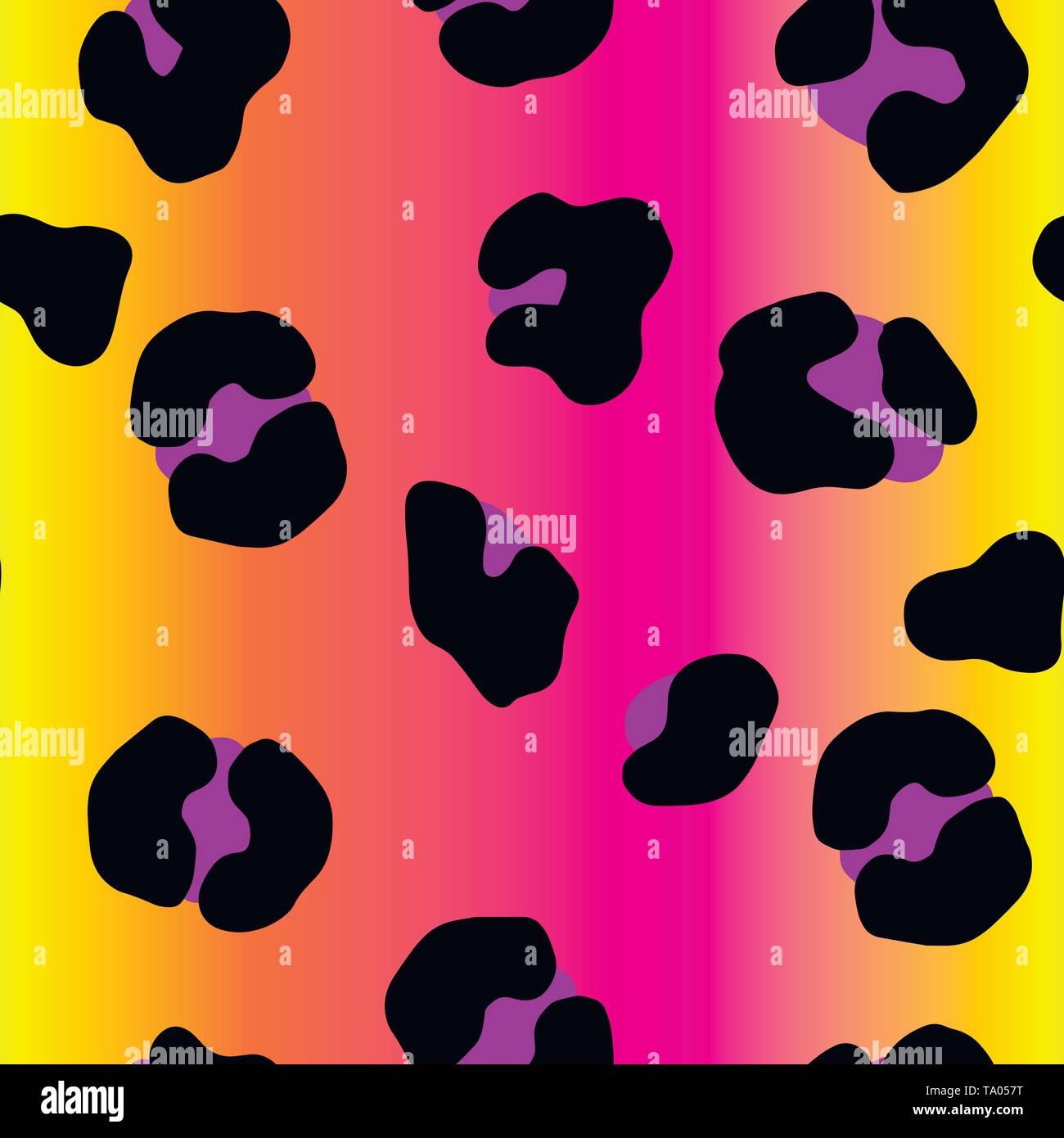 Vector neon gradient animal print. Seamless leopard pattern design for fabric and textile, packaging, web and social media design. Stock Vector