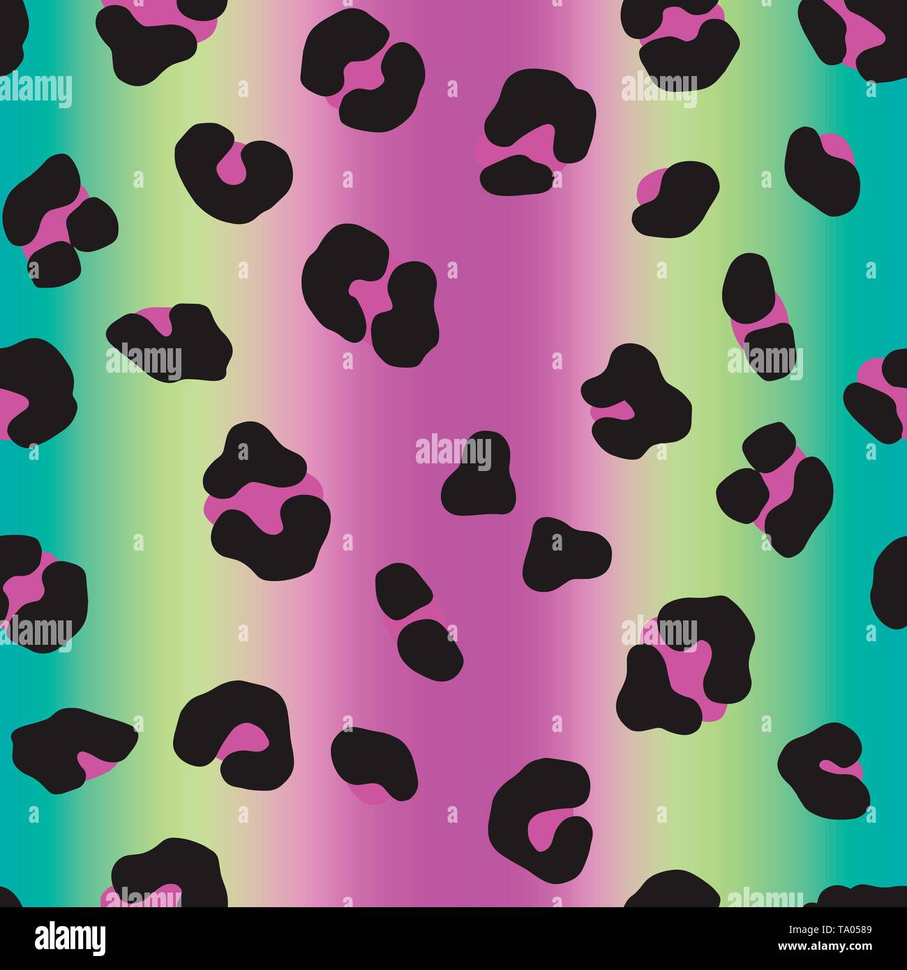 Vector neon gradient animal print. Seamless leopard pattern design
