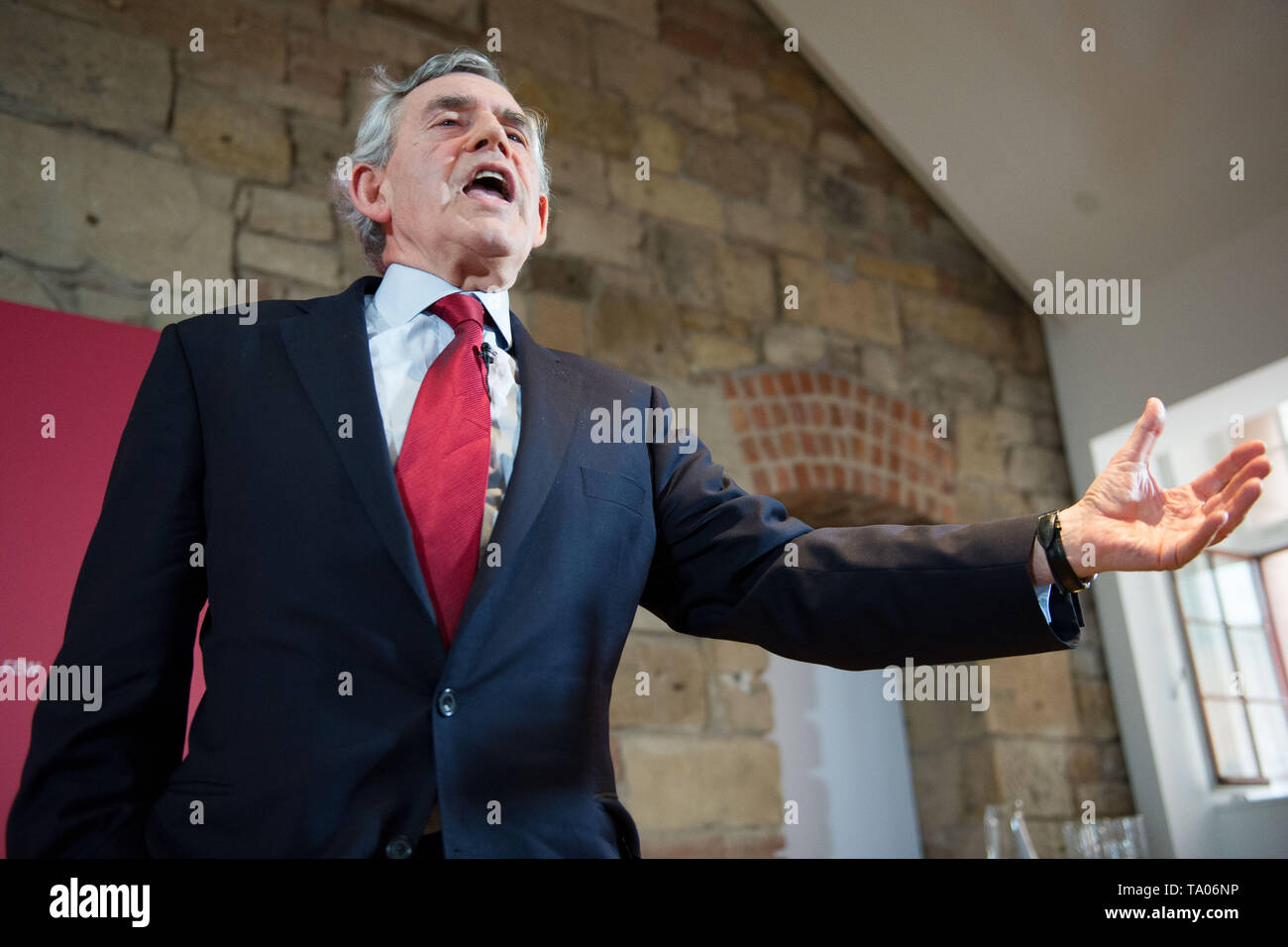 Glasgow, UK. 20 May 2019. Former Labour Prime Minister Gordon Brown will join Scottish Labour leader Richard Leonard and the party’s candidates for a European Parliament election campaign rally at The Lighthouse gallery in Glasgow. Stock Photo