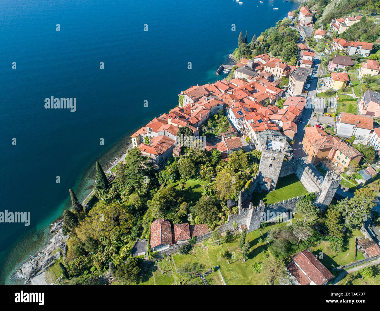 Little village of Rezzonico on lake of Como. View from above Stock Photo