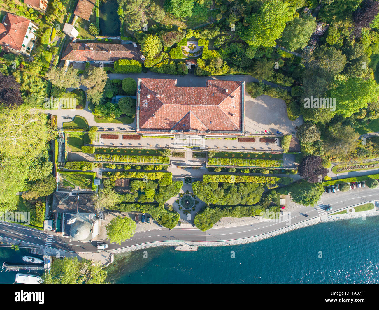 Villa Carlotta view from above, lake of Como - Italy Stock Photo