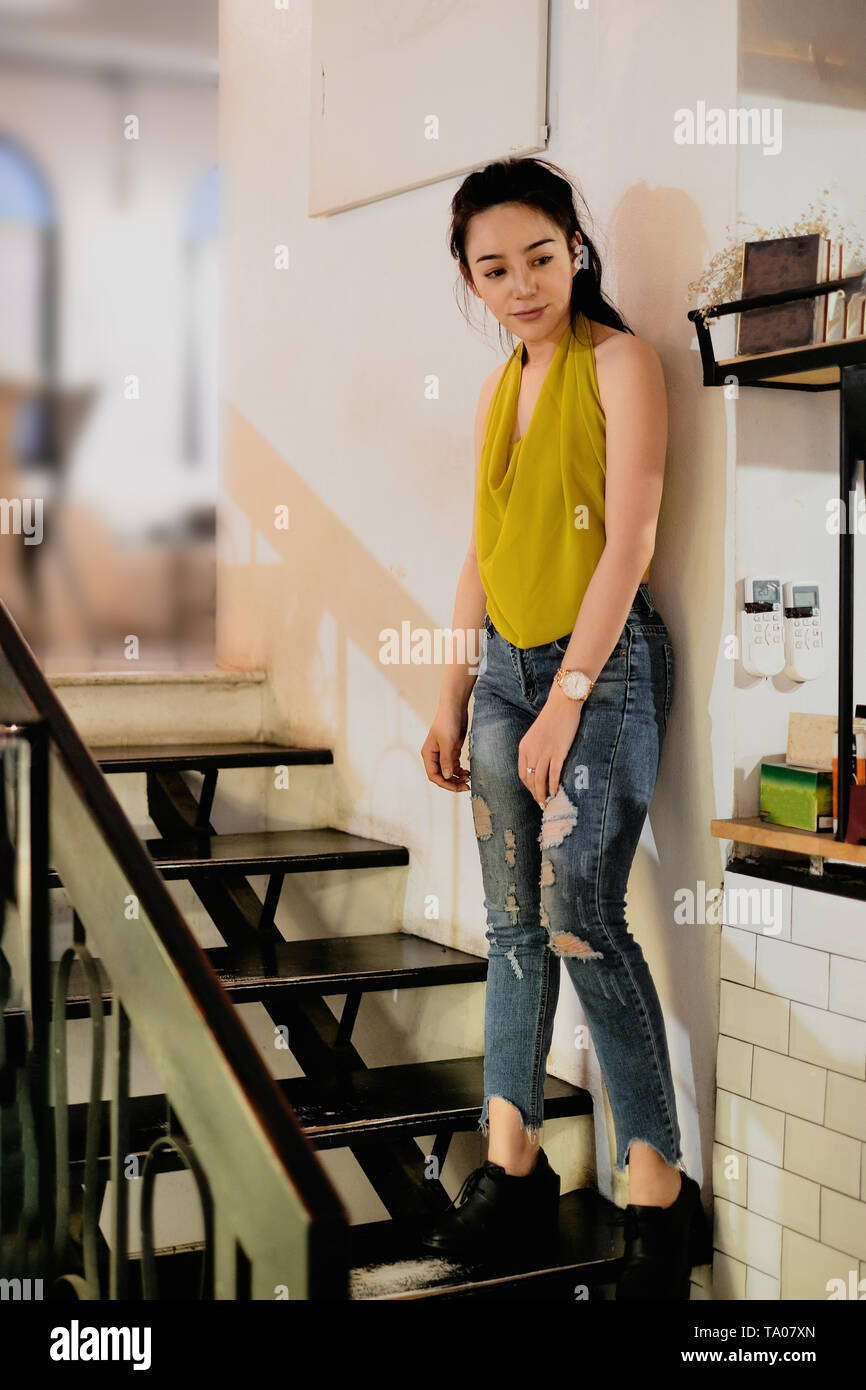 Contemporary of model girl inside house Stock Photo - Alamy