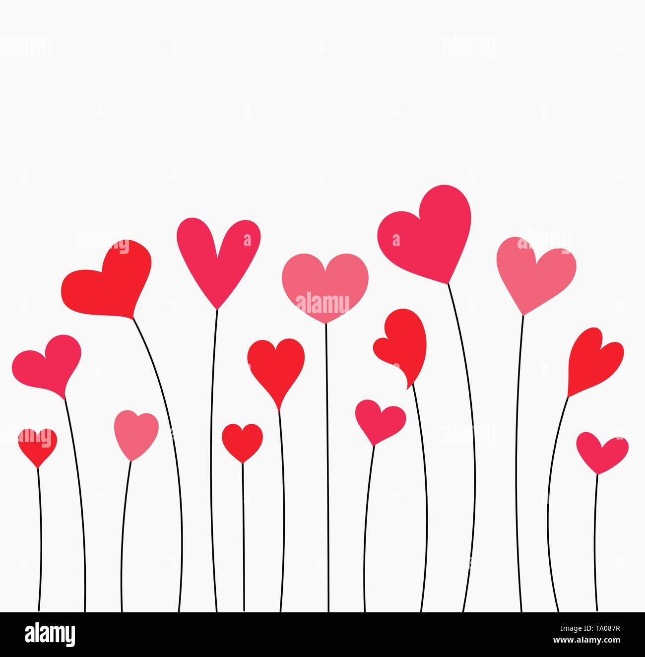 Cute red and pink hearts Valentine's Day background illustration Stock ...