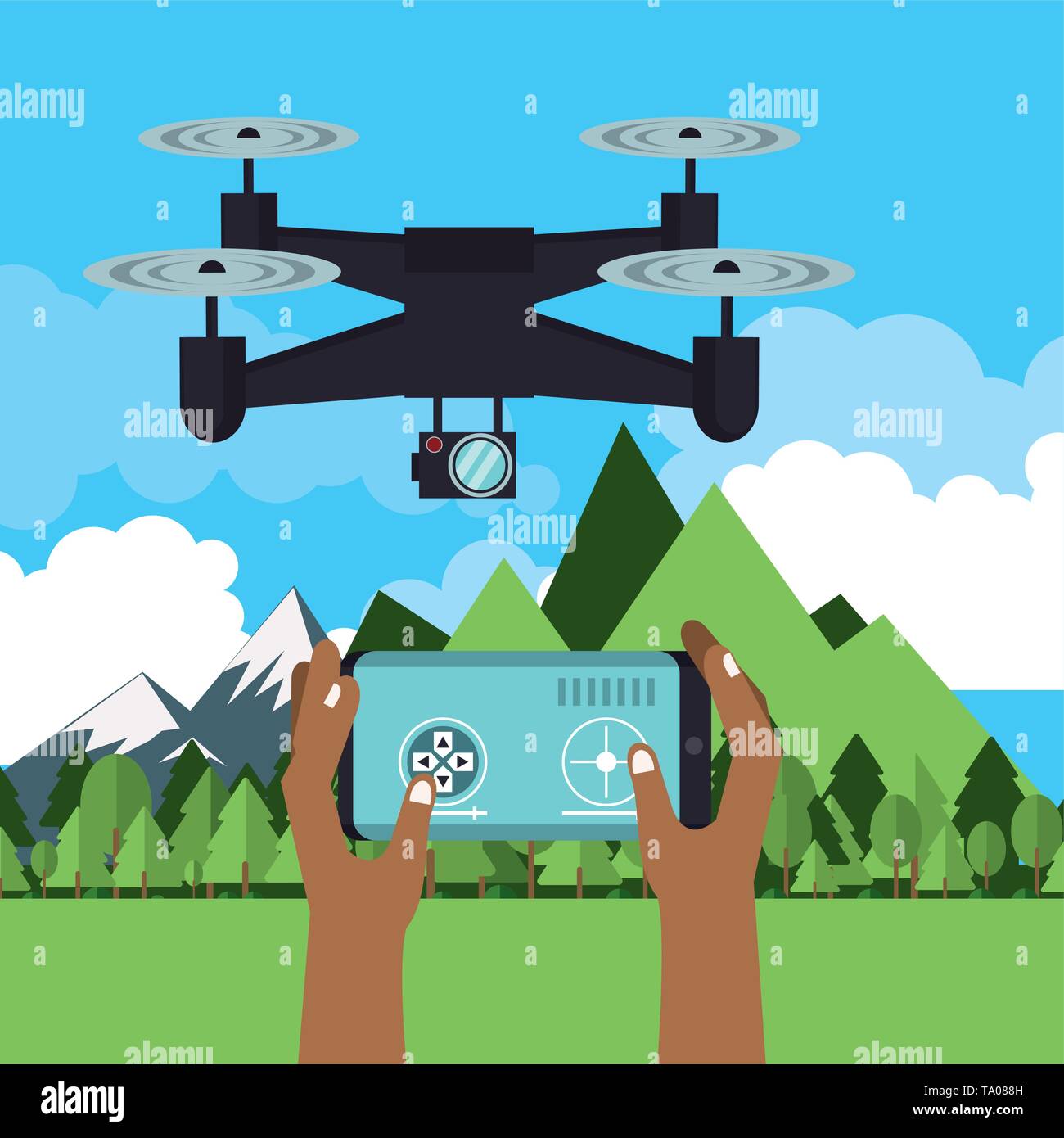 Drone flying in nature Stock Vector Image & Art - Alamy