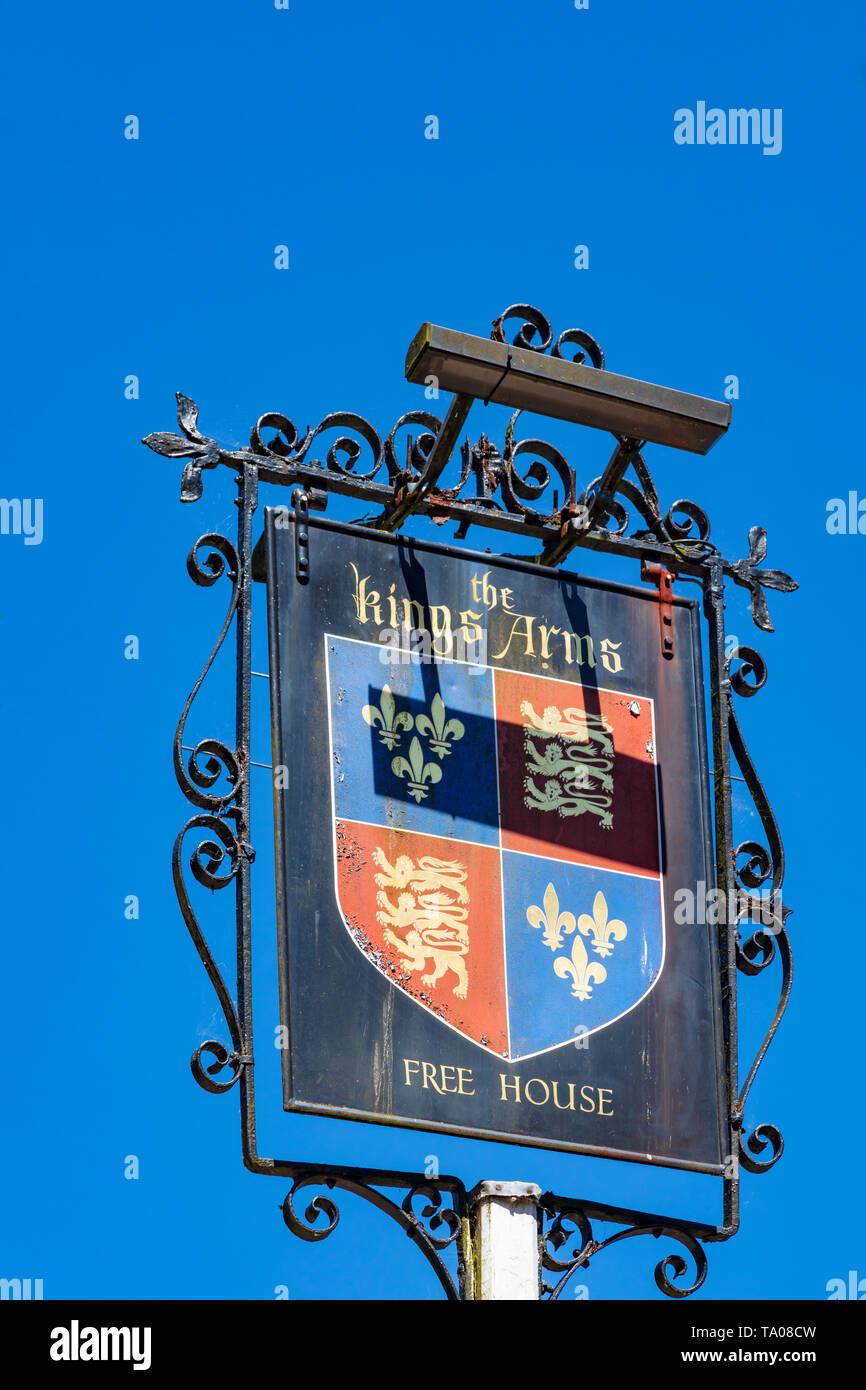 The Kings Arms Free House Pub Sign At The Top Of Upnor High Street 