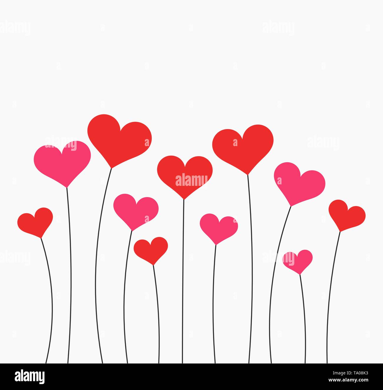 Cute red and pink hearts Valentine's Day background illustration Stock ...