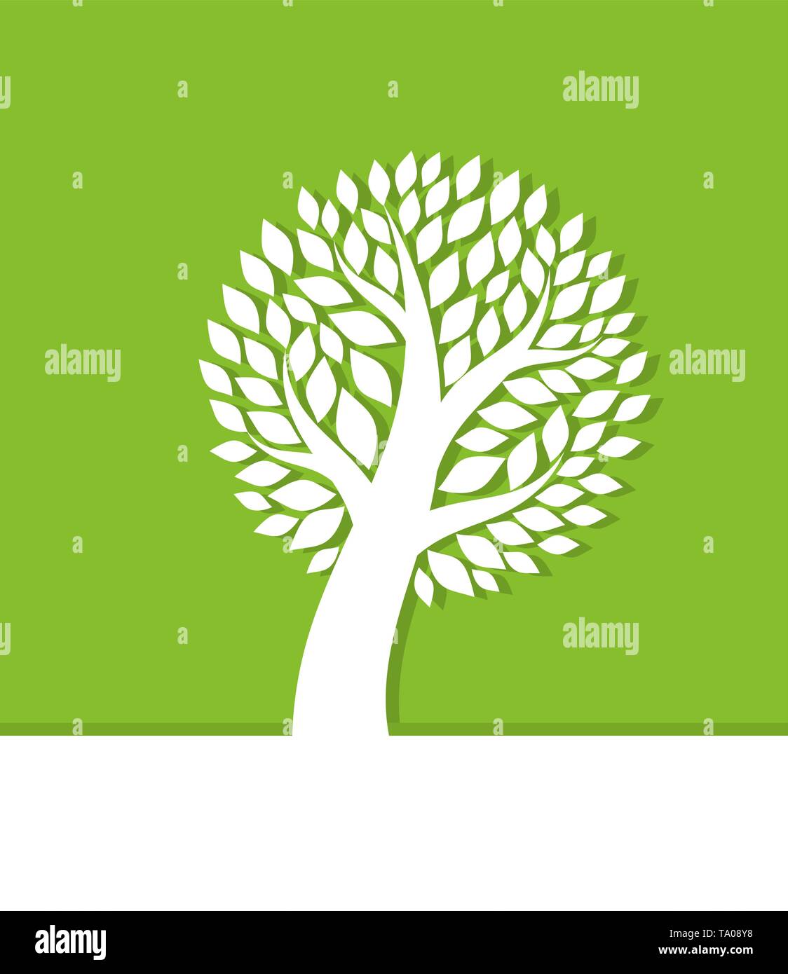 White tree on green background. Vector illustration Stock Vector Image ...