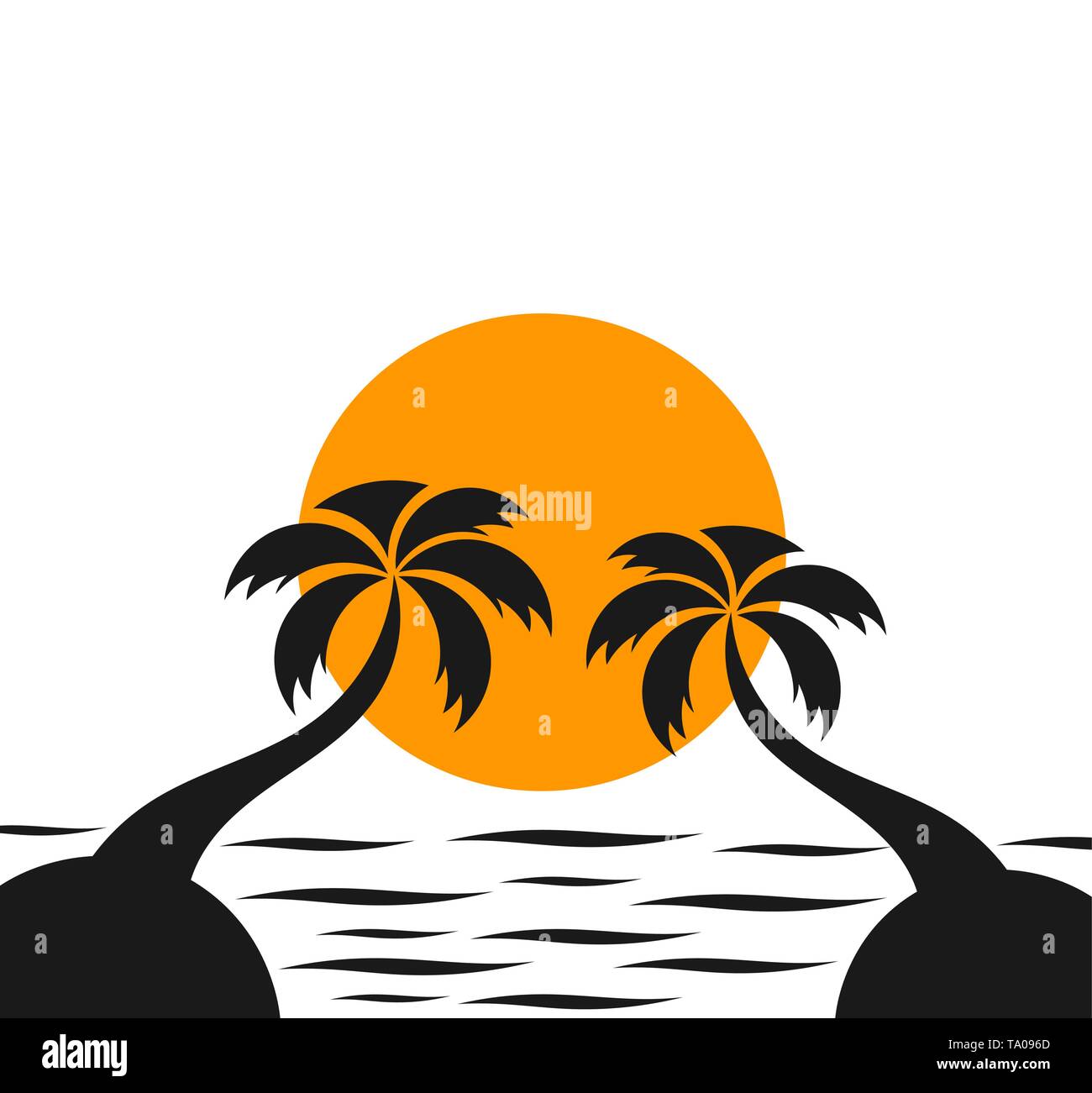 Two palm trees on sunset Stock Vector Images - Alamy