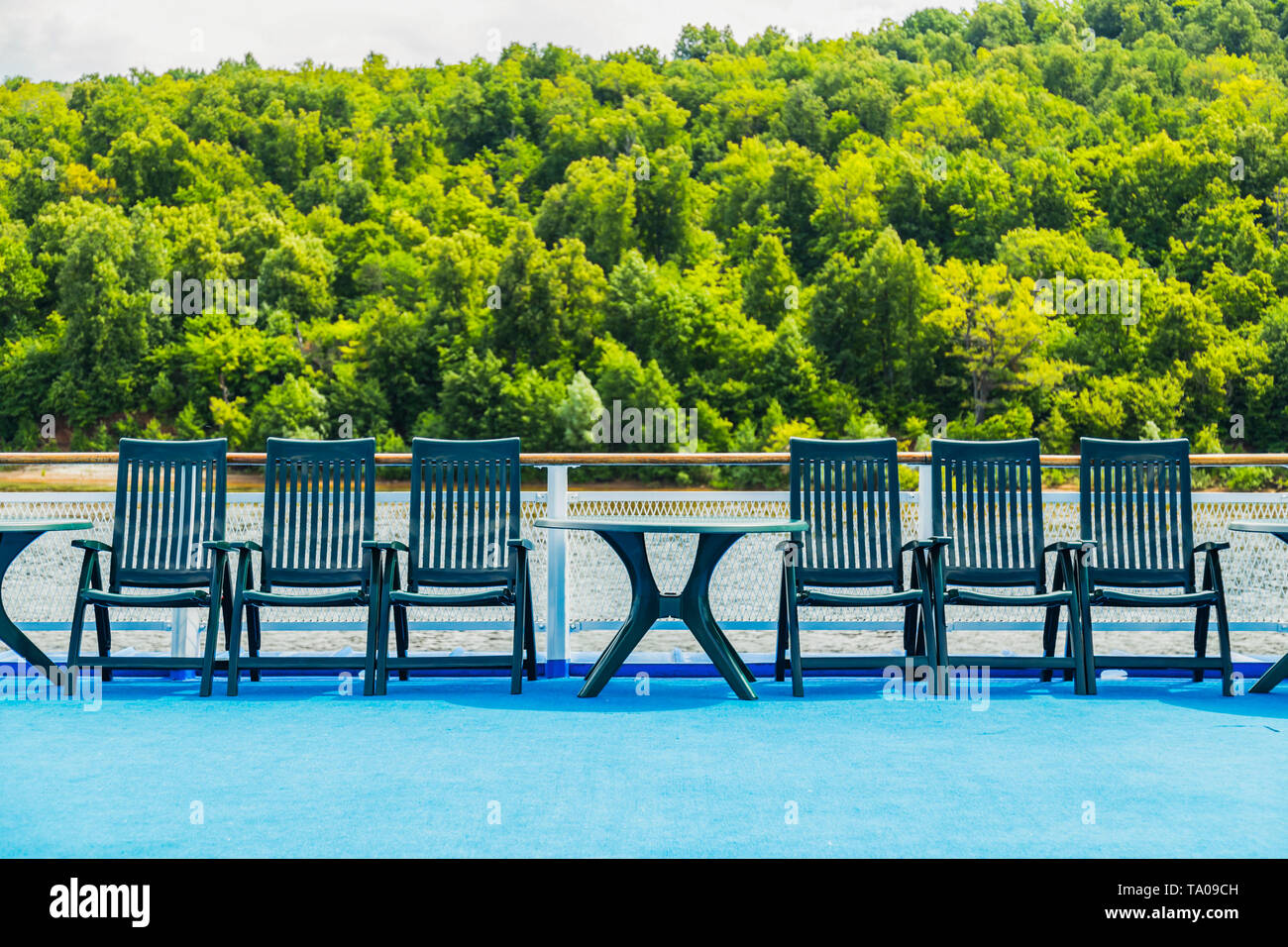 Sun loungers on deck of cruise ship Stock Photo Alamy