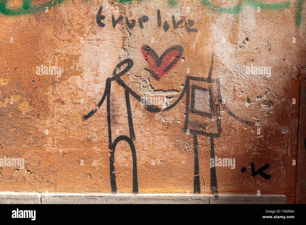 Sculpture SPACO LOVE AMOR - Street Art Graffiti Pop Art Français - Pièce Signée Artiste