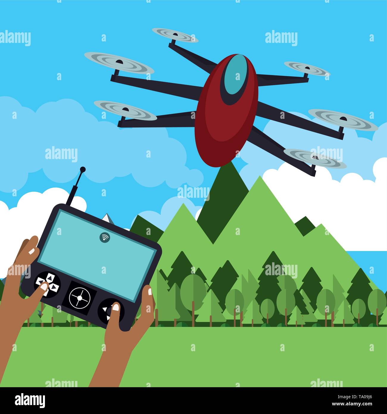 Drone flying in nature Stock Vector Image & Art - Alamy