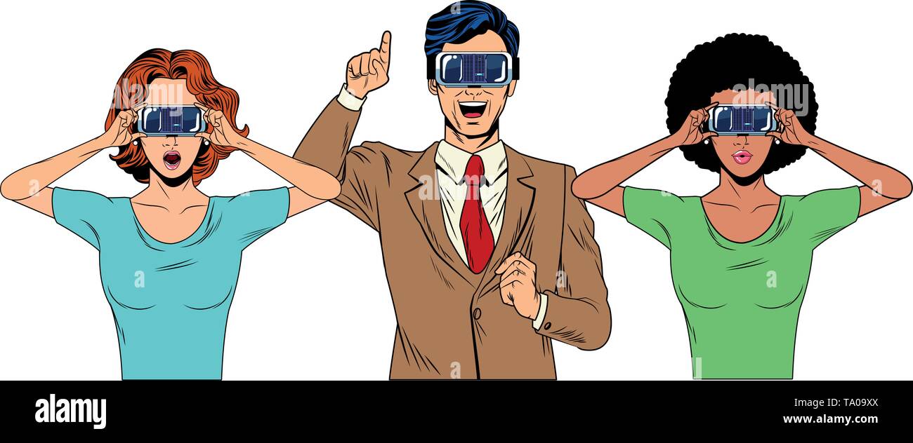 group of people with virtual reality headset Stock Vector Image & Art ...