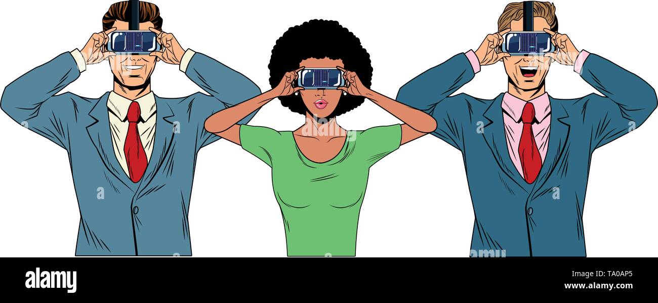 group of people with virtual reality headset Stock Vector Image & Art ...