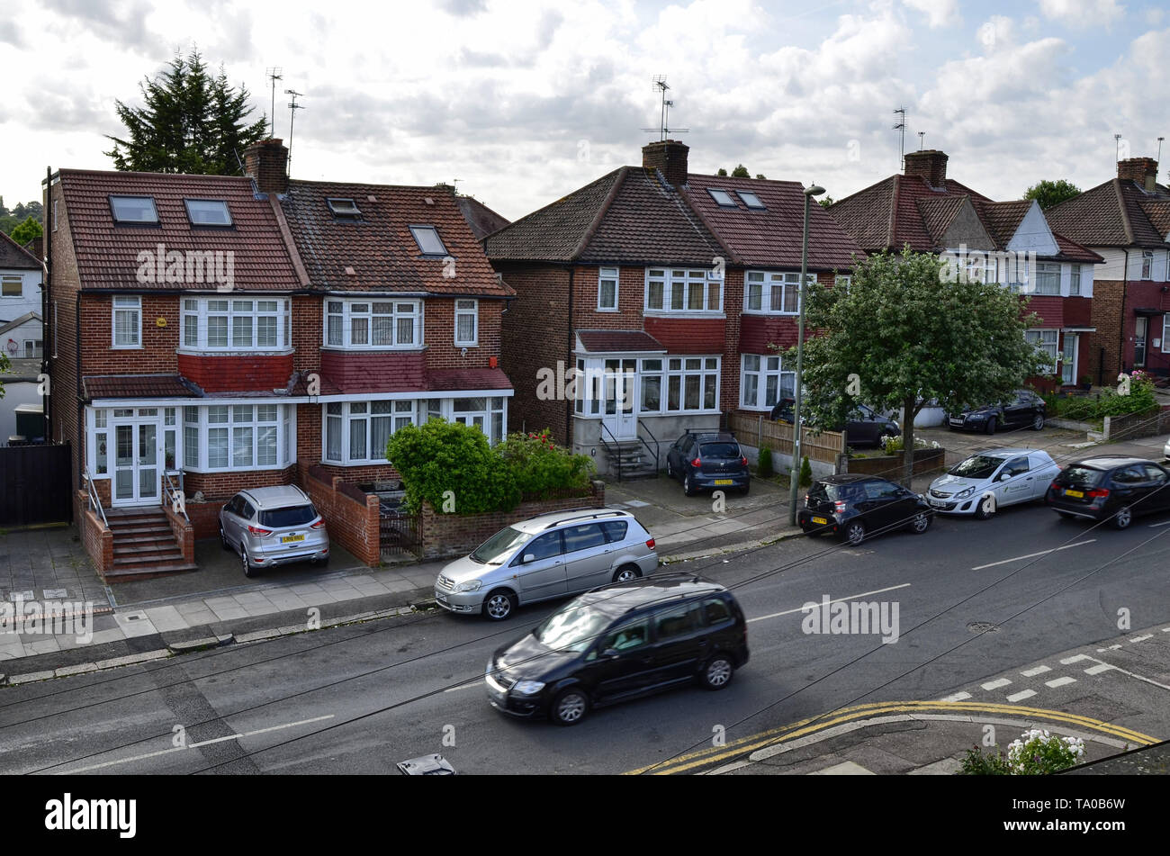 London, United Kingdom, June 2018. The typical London houses of red