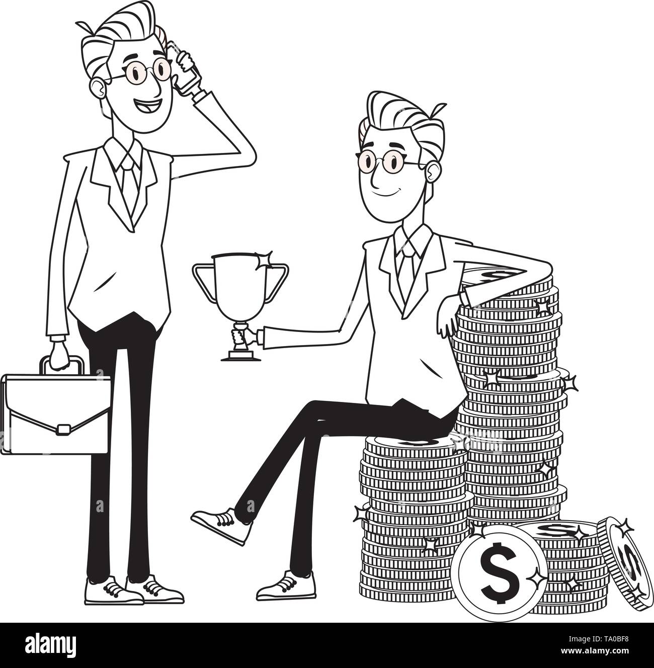 businessmen with briefcase black and white Stock Vector Image & Art - Alamy