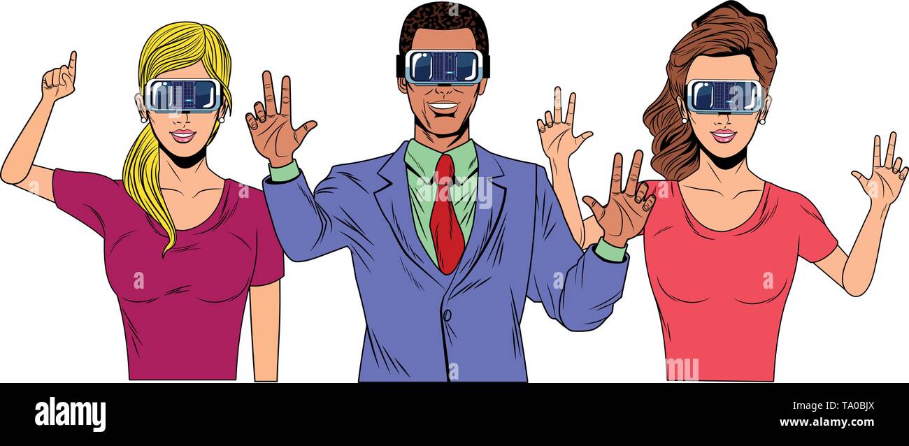 group of people with virtual reality headset Stock Vector Image & Art ...