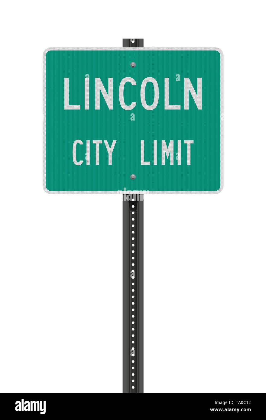 Vector illustration of the Lincoln City Limit green road sign Stock