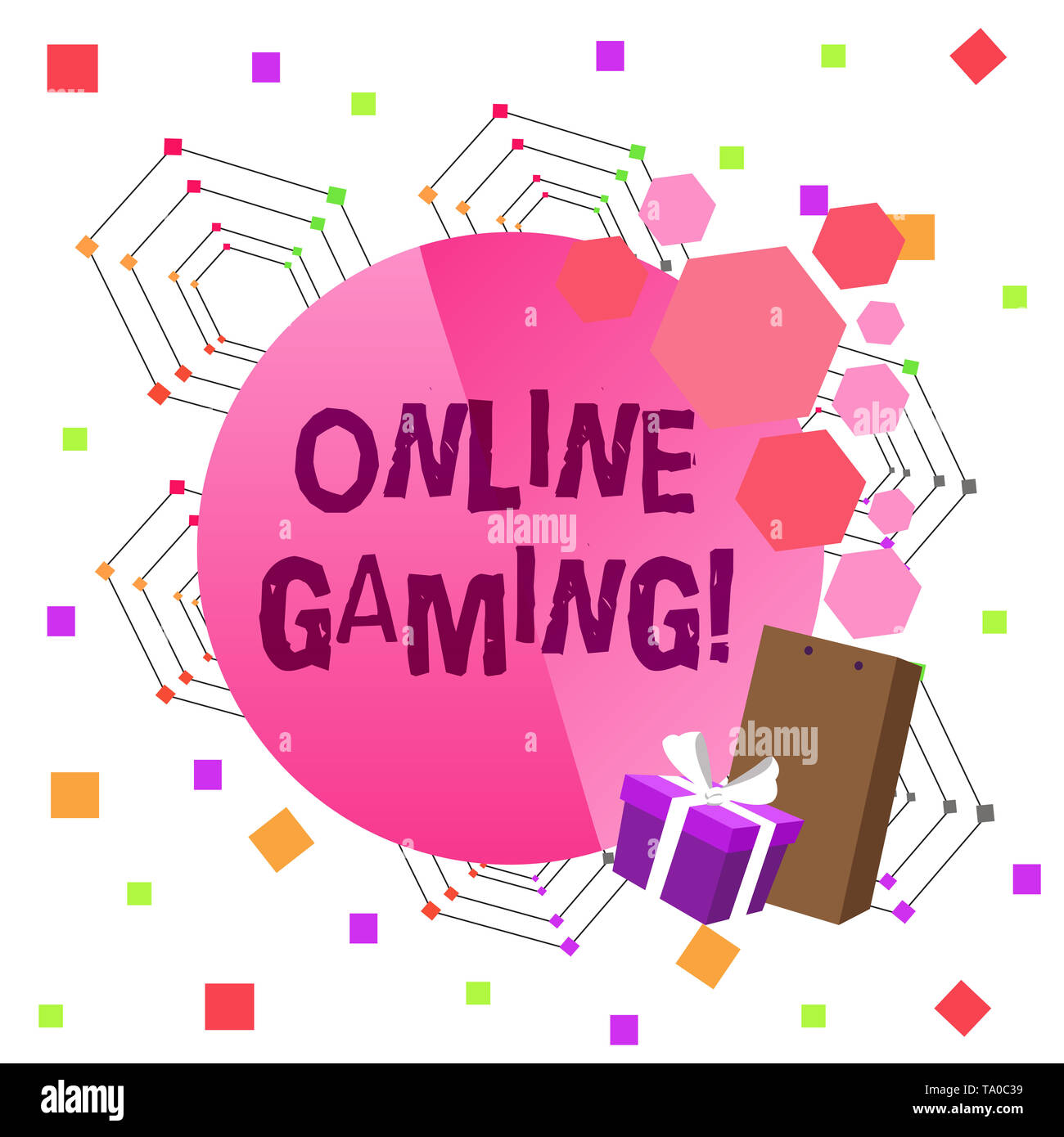 Conceptual hand writing showing Online Gaming. Concept meaning action or  practice of playing video games on the internet Greeting Card Poster Gift  Pac Stock Photo - Alamy