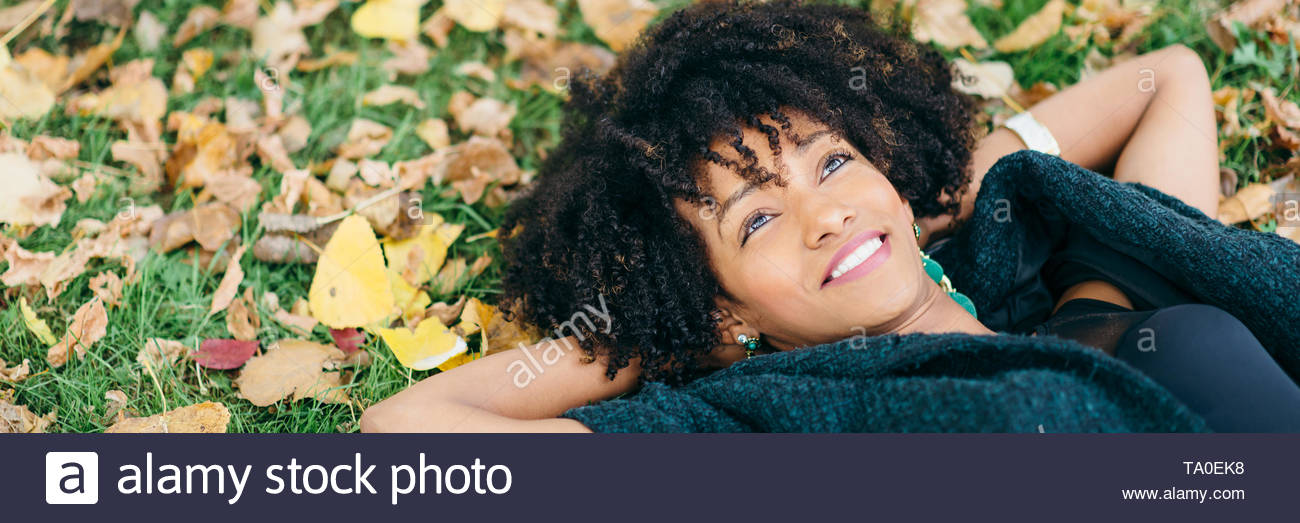 Autumn Tranquility And Relax Banner Of Afro Hair Style Happy