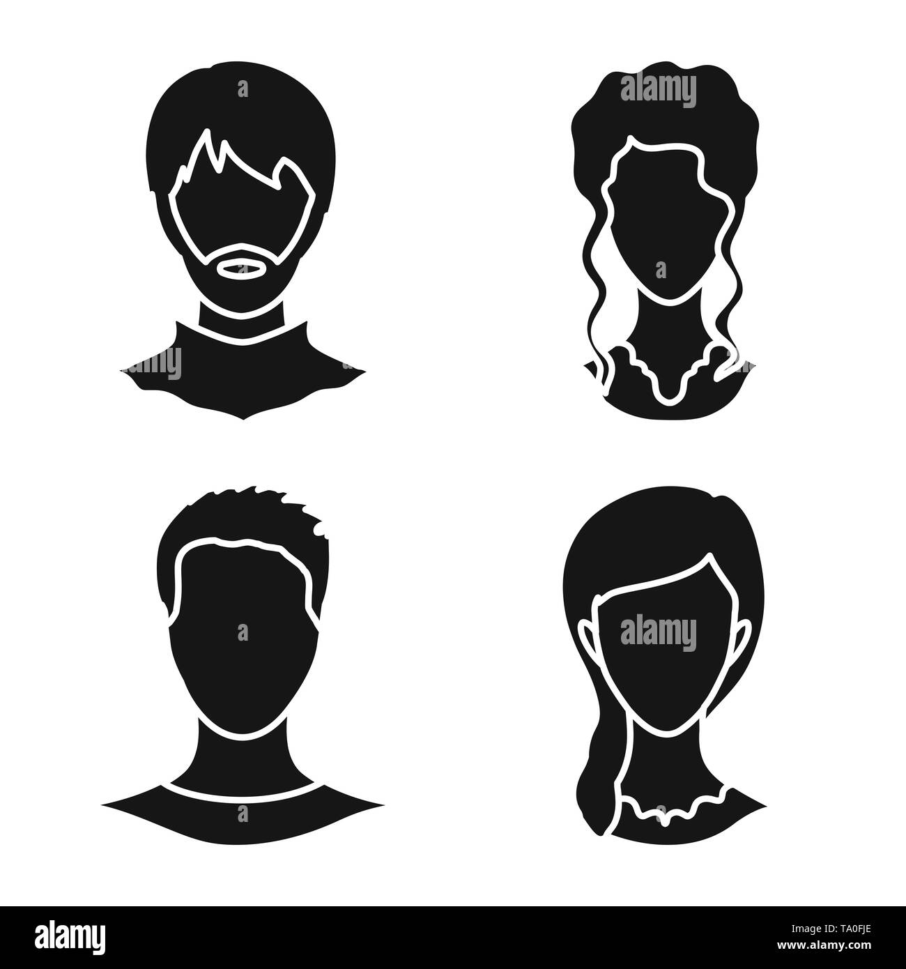Vector illustration of character and profile icon. Set of character and
