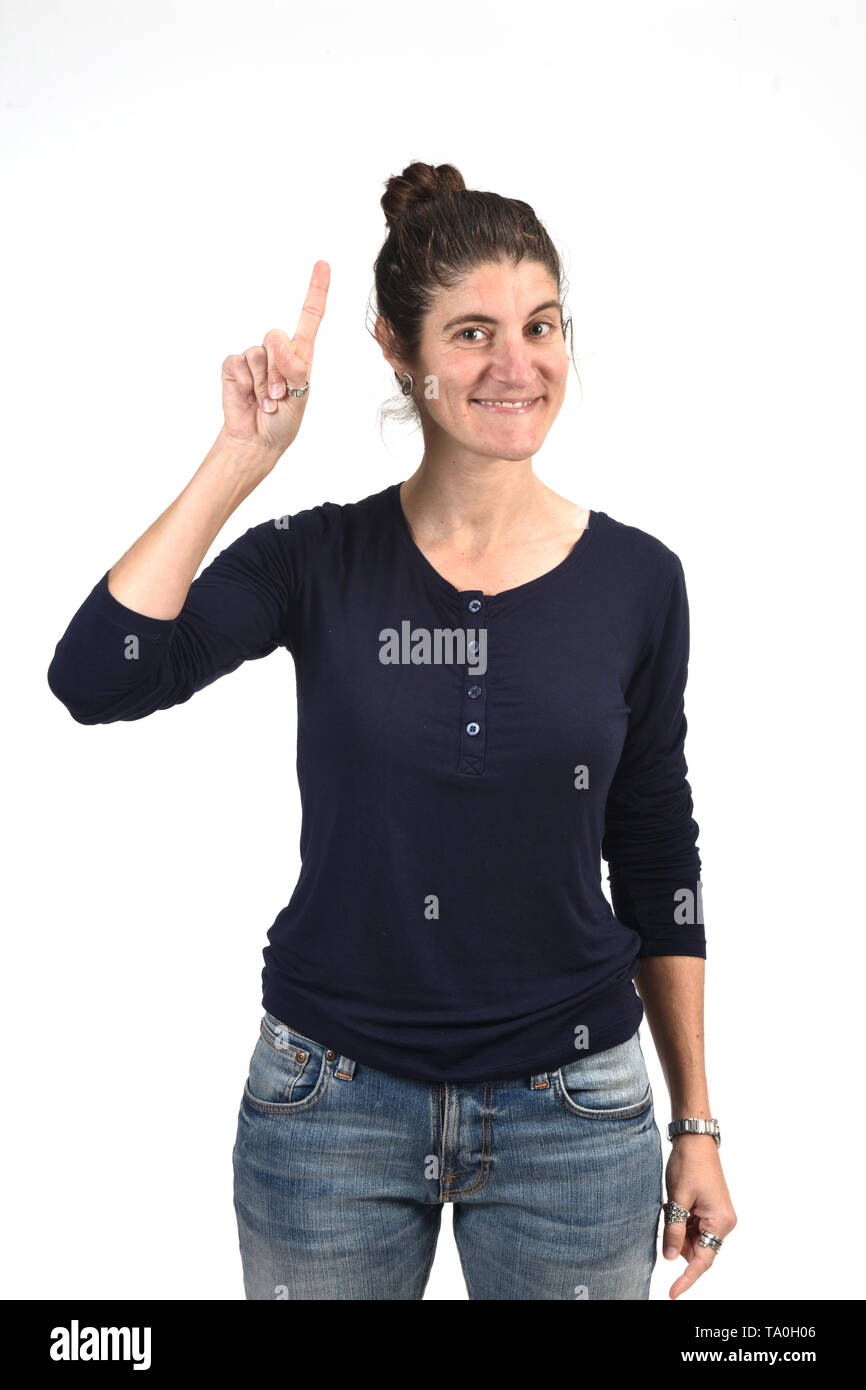 Woman Number 1 Hand Gesture Stock Photos & Woman Number 1 Hand Gesture ...