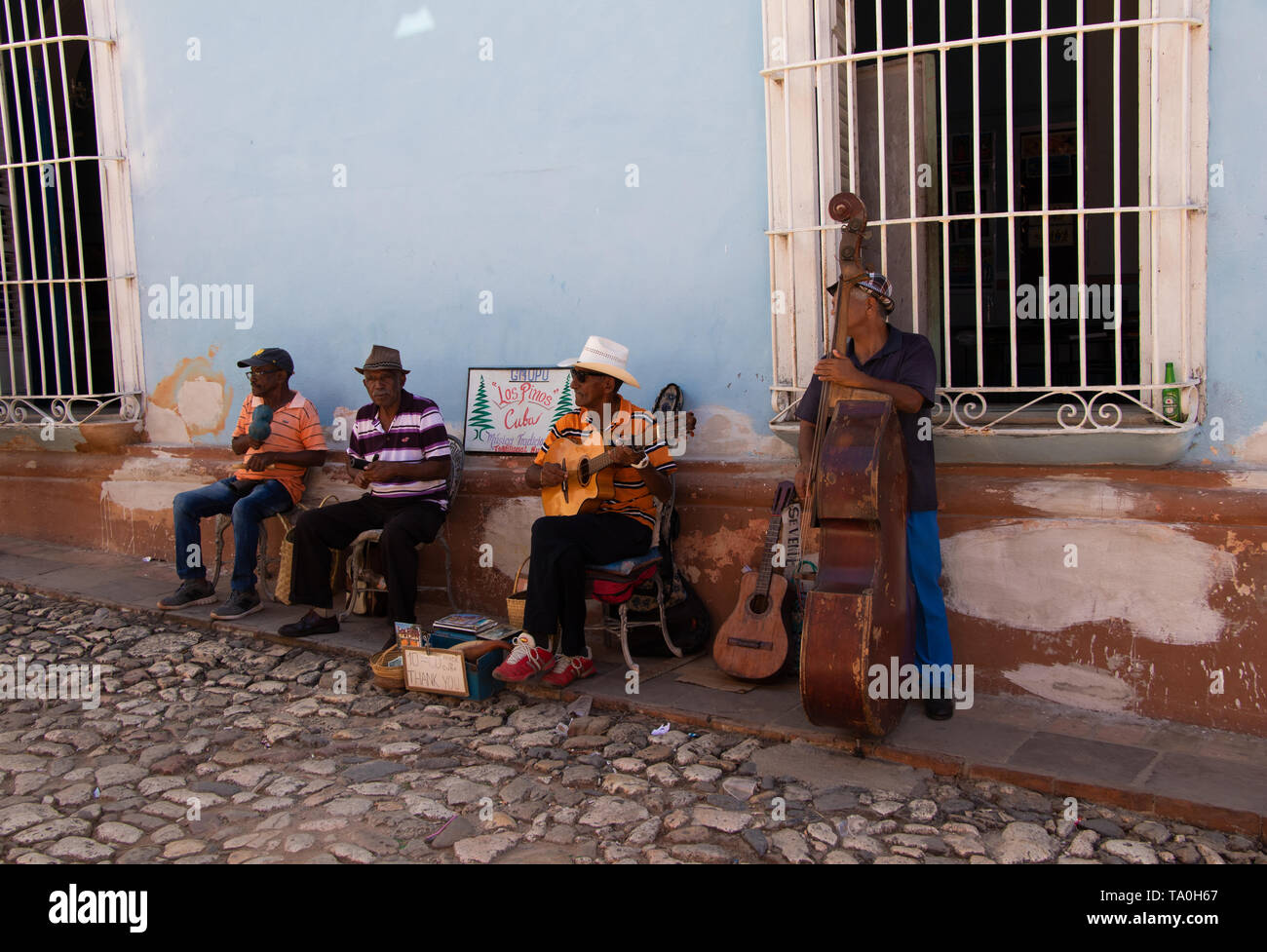 04/01/2019 Trinidad, Cuba, Cuban musicians in the city center of Trinidad, Cuba Stock Photo