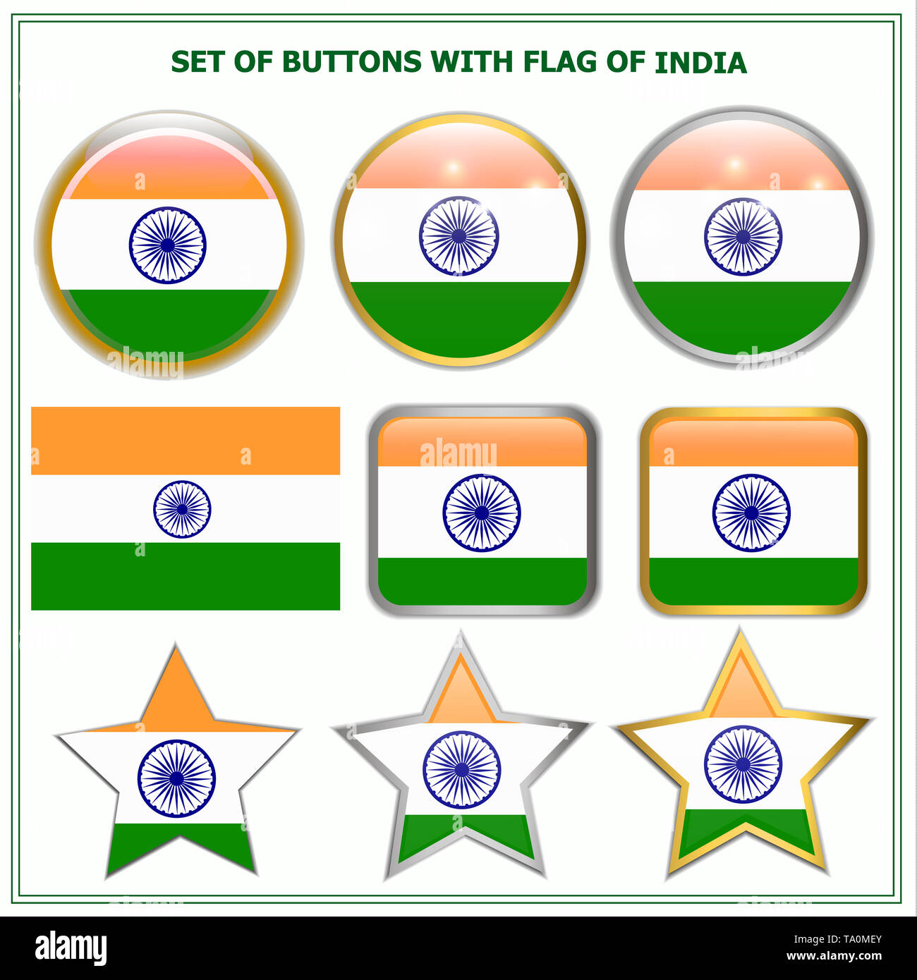 Bright buttons with flag of India. Happy India day background. Bright ...