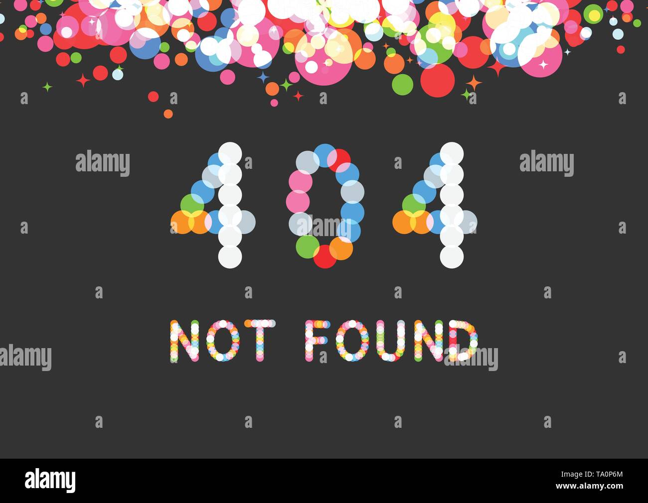 Vector 404 error page in sparkling bokeh effect Stock Vector