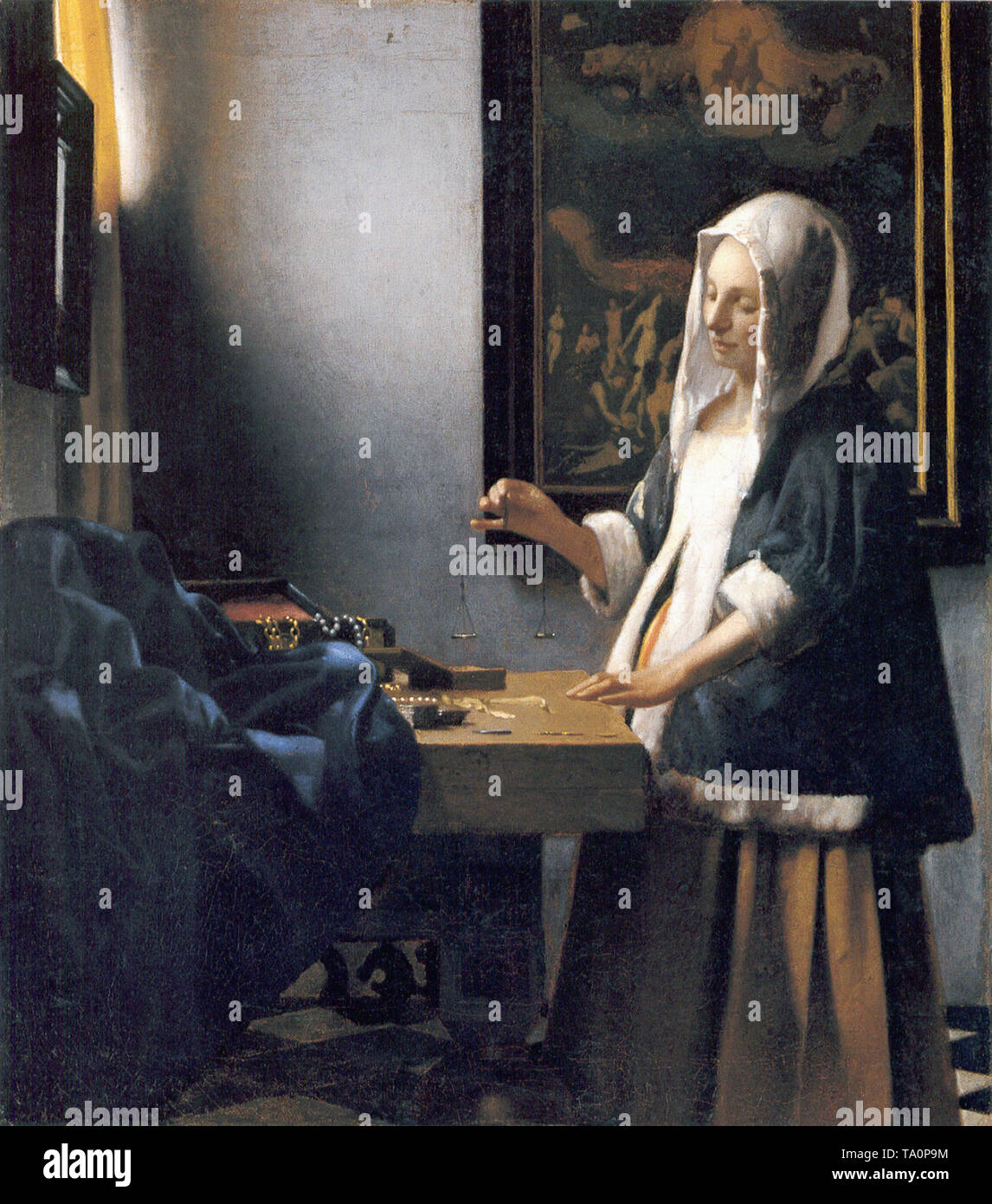 Johannes Vermeer woman holding balance 1665 Stock Photo Alamy