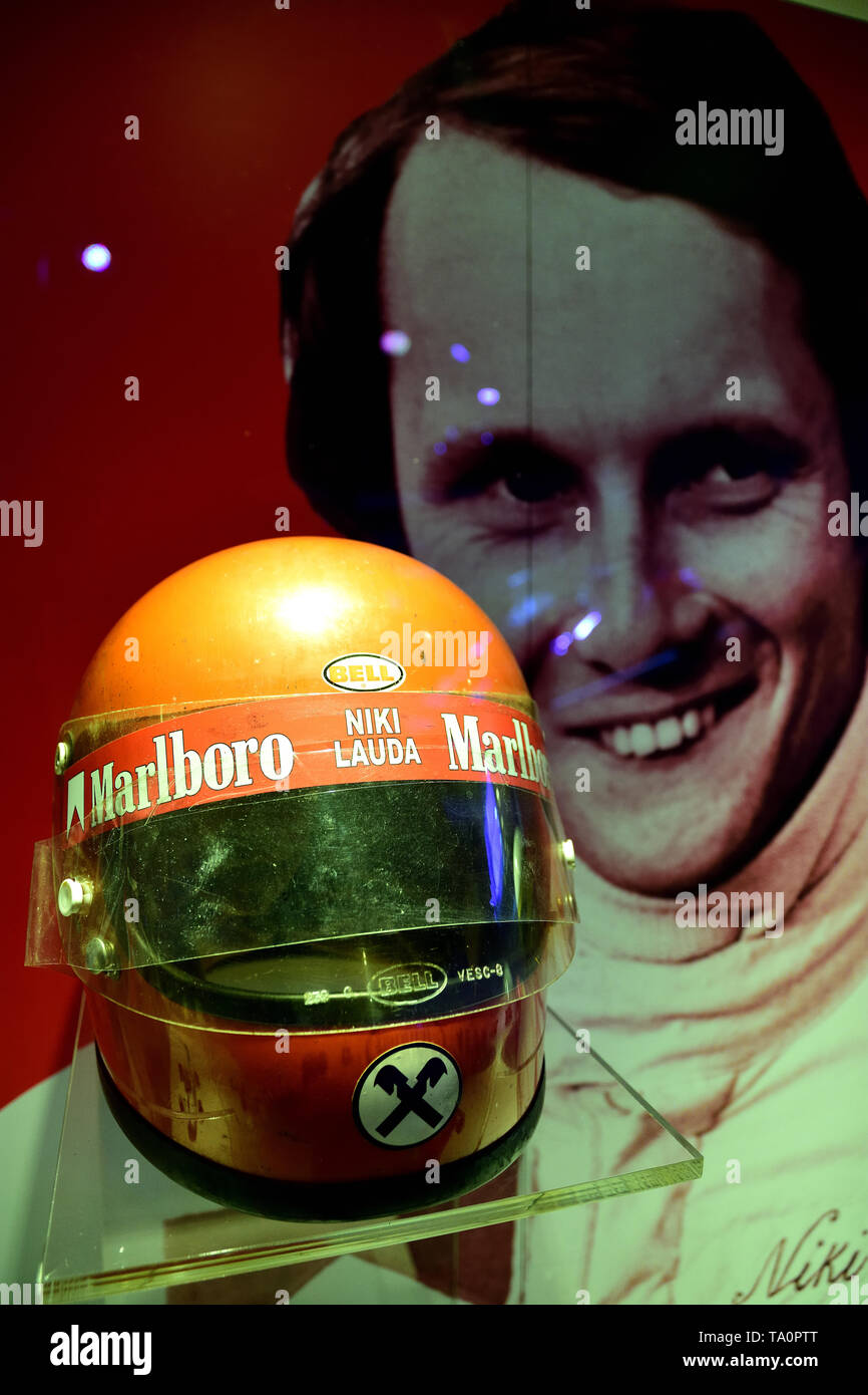 Helmet worn by Niki Lauda, Museo Ferrari, Maranello, Italy Stock Photo -  Alamy