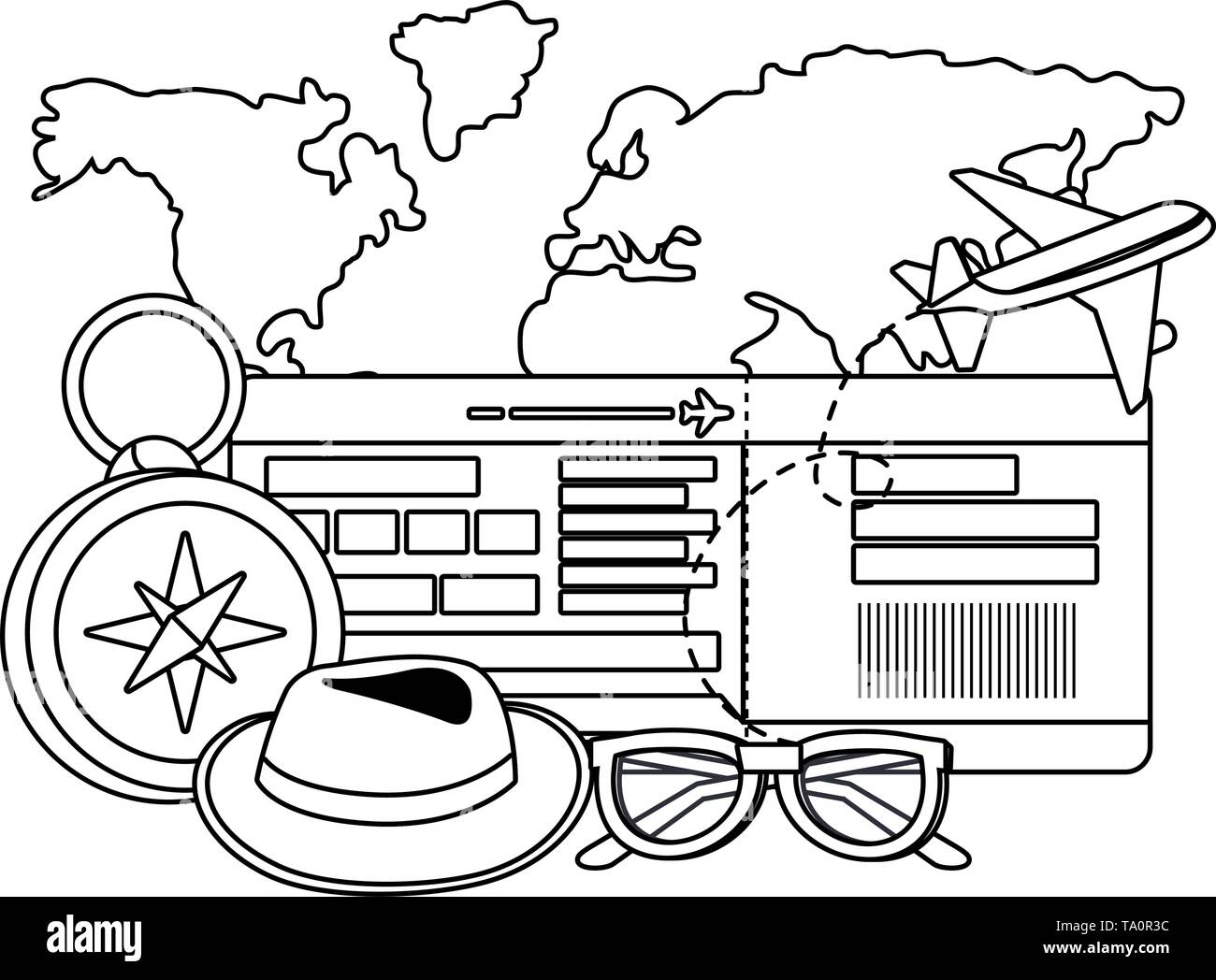 Travel icon set design, Trip vacation tourism journey tourist ...