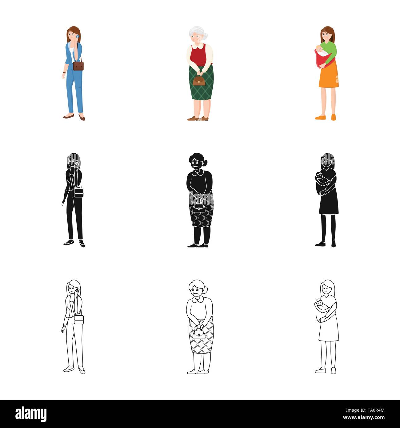 Isolated object of character and avatar logo. Set of character and ...