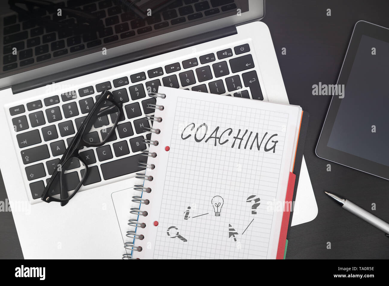 Coaching composition on desk. Business training concept at work Stock Photo