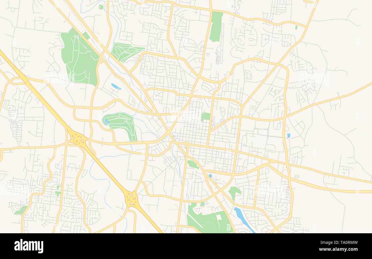 Empty vector map of Murfreesboro, Tennessee, USA, printable road map
