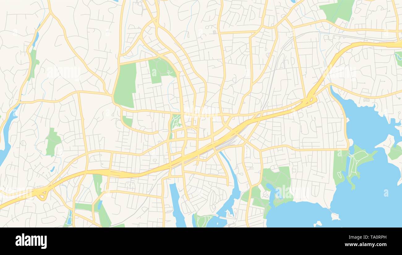 Empty vector map of Stamford, Connecticut, USA, printable road map ...