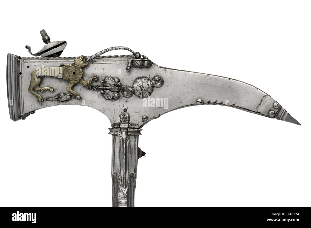Wheellock combination axe and pistol, possibly Iberian or German, early 17th century. Stock Photo