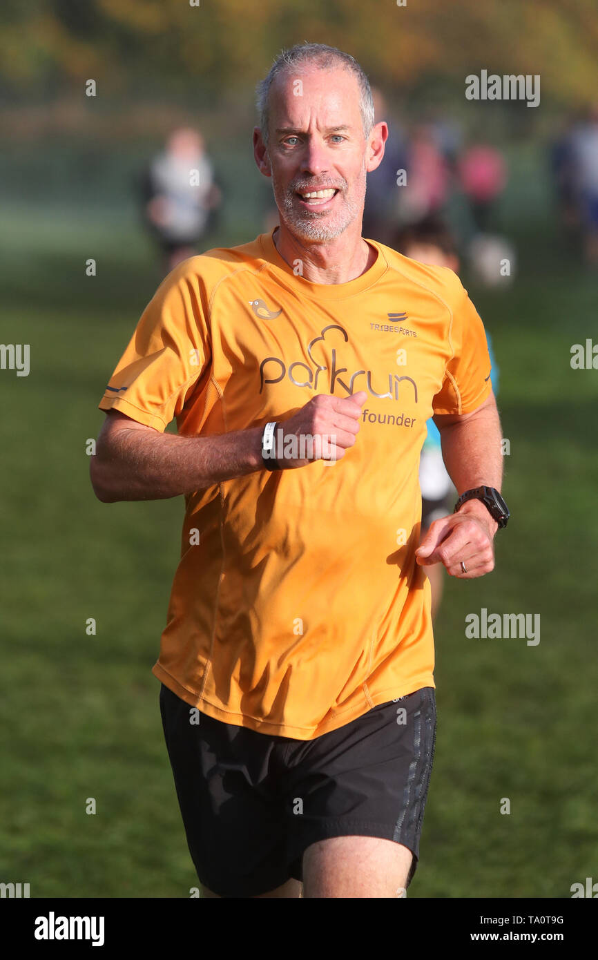 Park Run founder Paul Sinton-Hewitt CBE taking part in a park run event Stock Photo