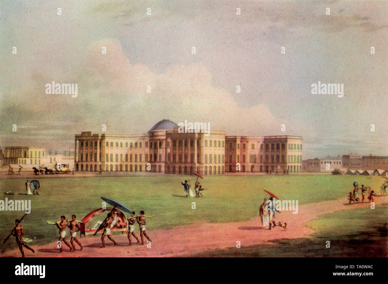 'South East view of the New Government House, Calcutta' 1805. By James Moffat (1775-1815). New Governmet House was built in 1802. Stock Photo