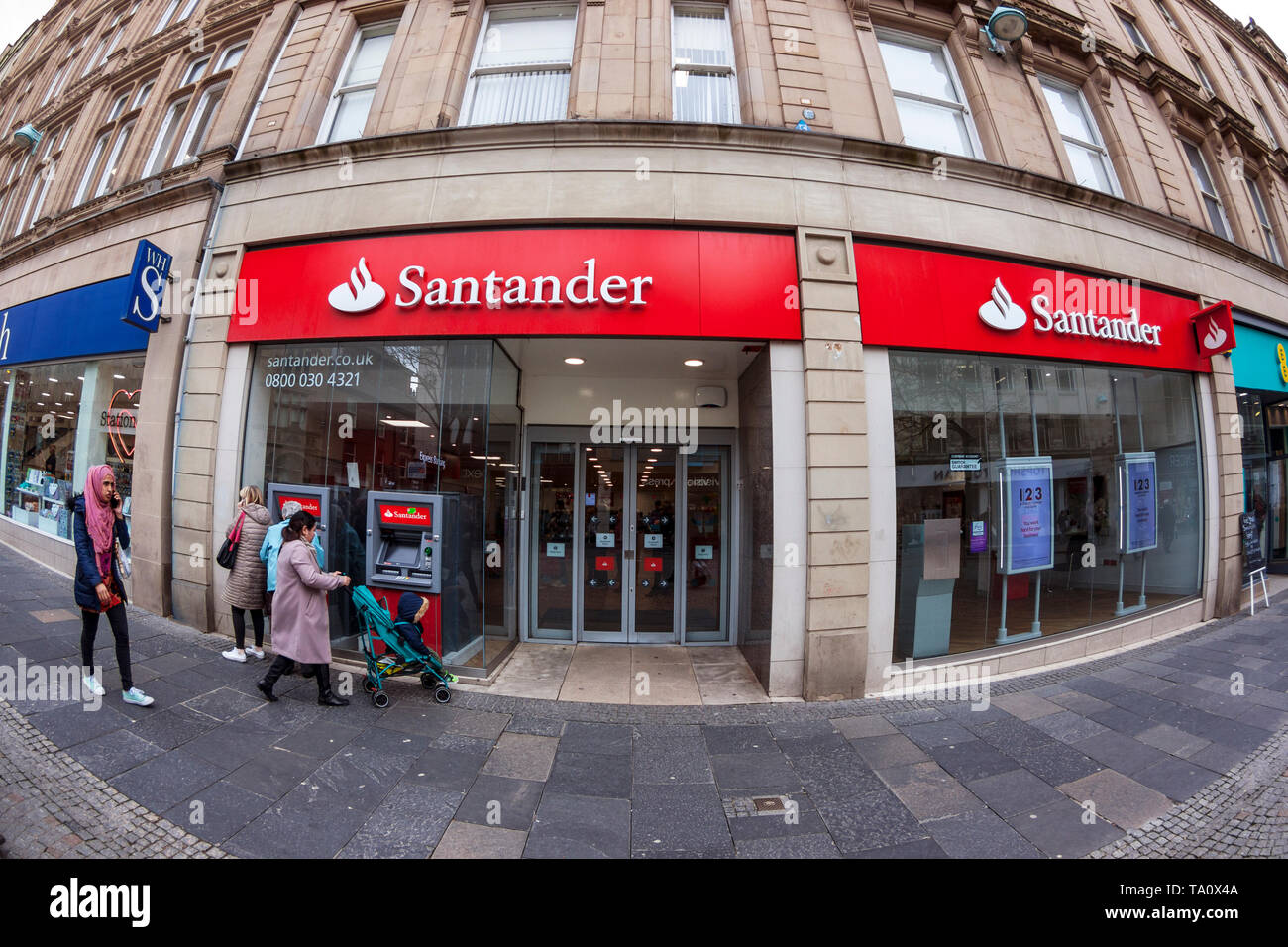 Santander UK, British Bank, fisheye view Stock Photo