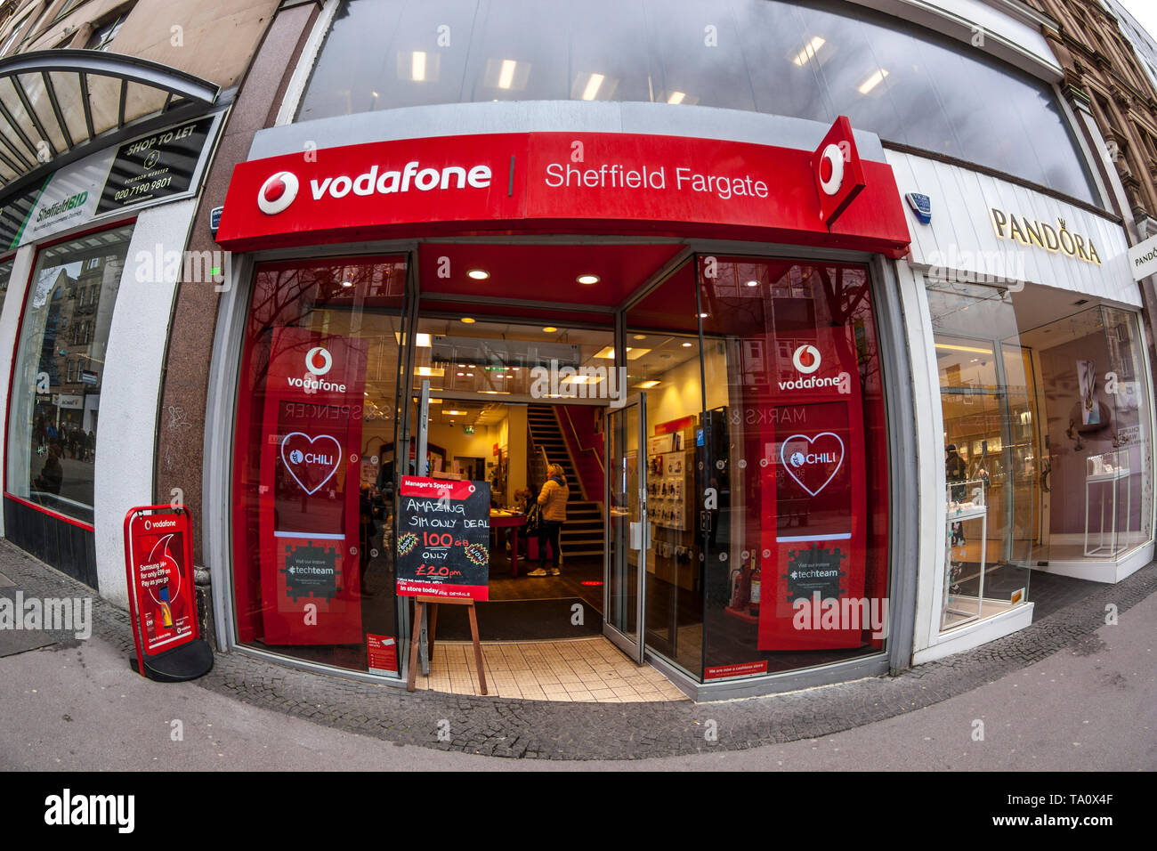 Vodaphone shop, fisheye view Stock Photo