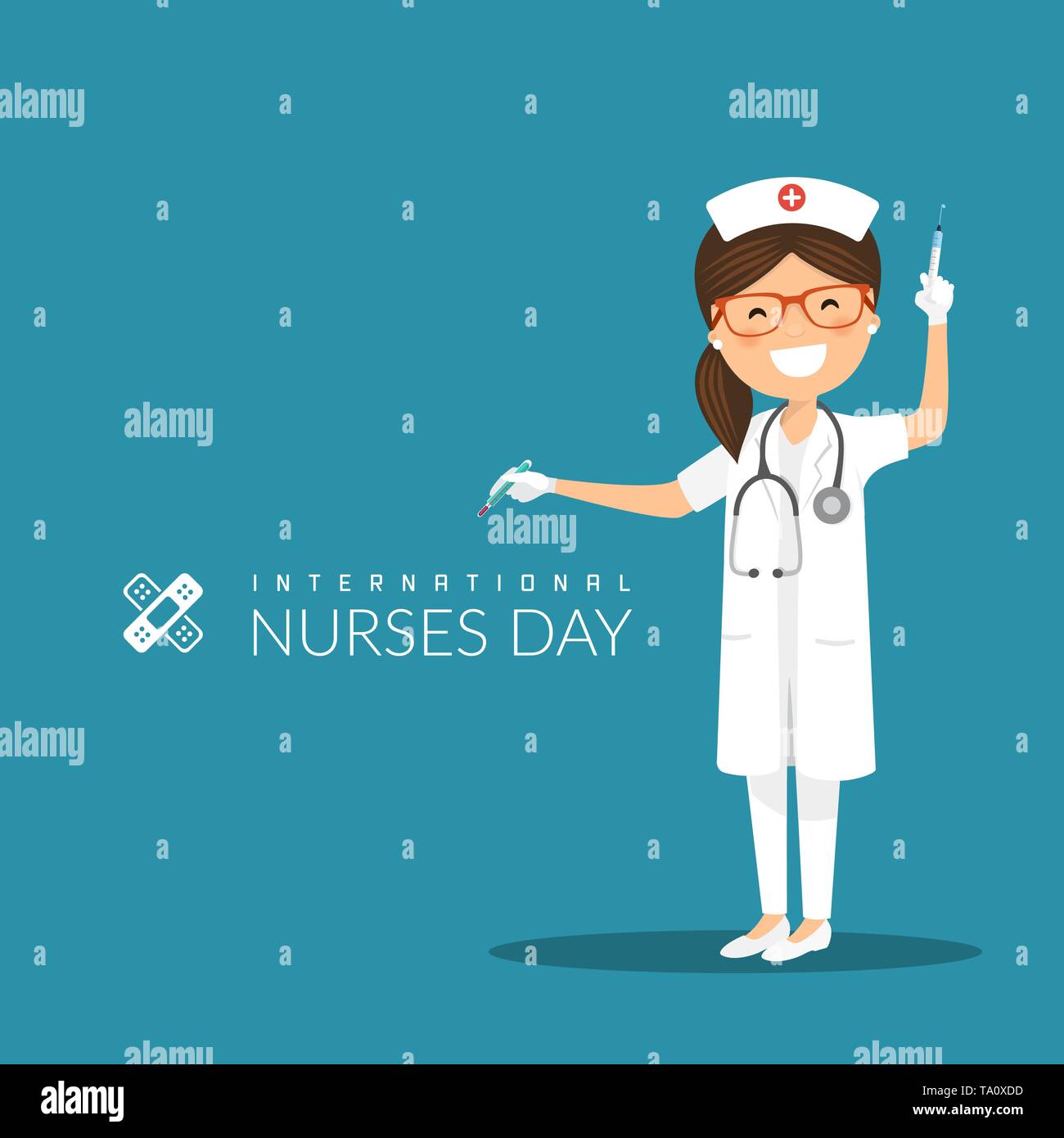 International nurses day on a blue background. Medicine vector illustration Stock Vector