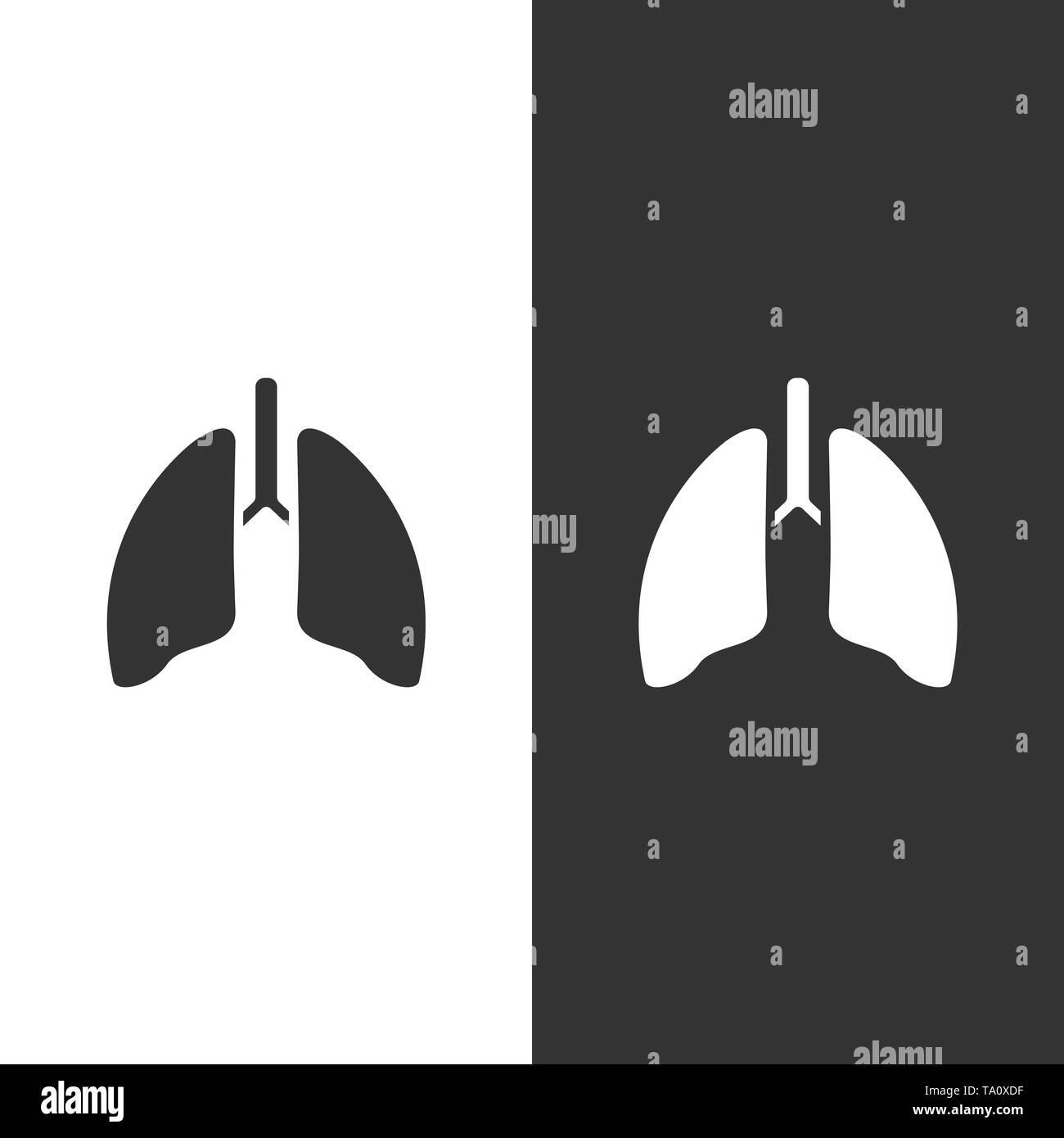 Lungs icon on black and white background. Vector illustration Stock ...