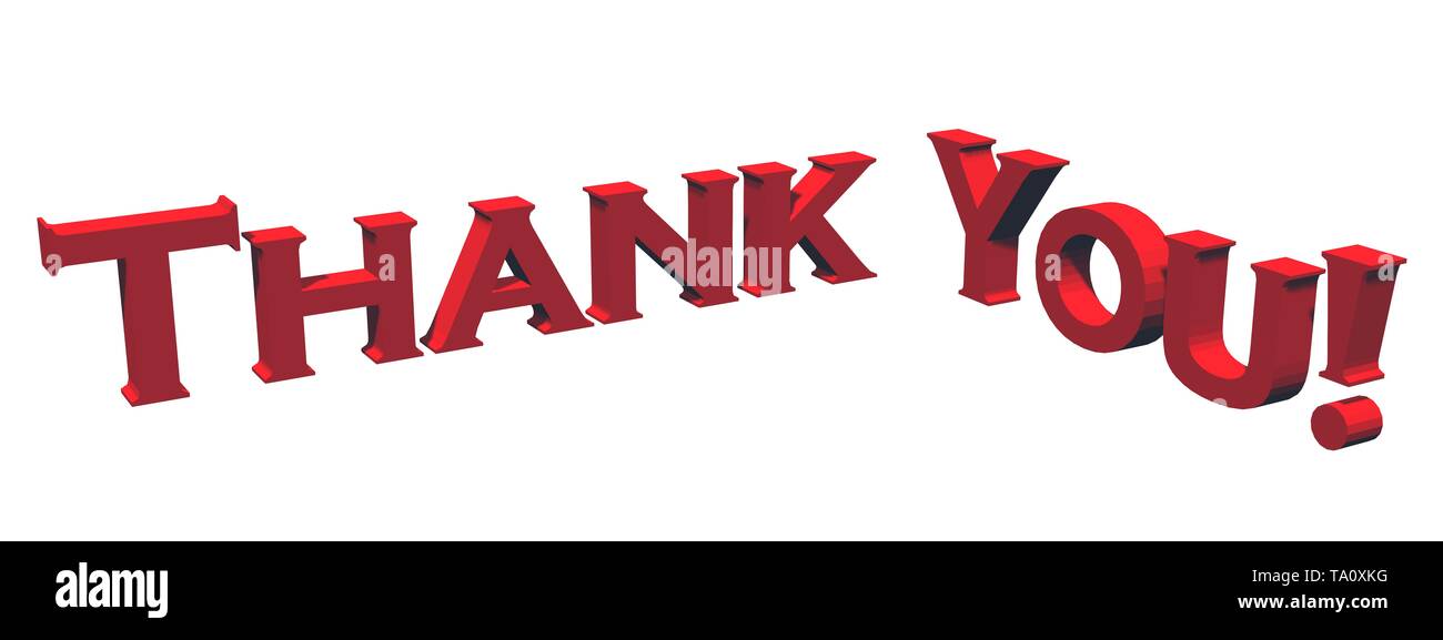 Thank You - 3D text in red - isolated on white background - 3D ...
