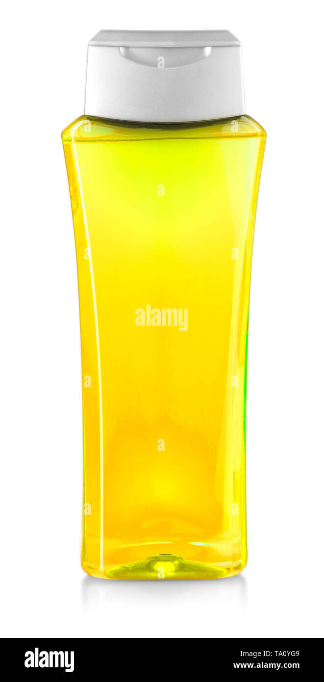 Yellow shower gel bottle isolated on white background Stock Photo Alamy