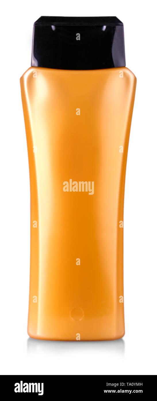 Yellow shower gel bottle isolated on white background Stock Photo - Alamy