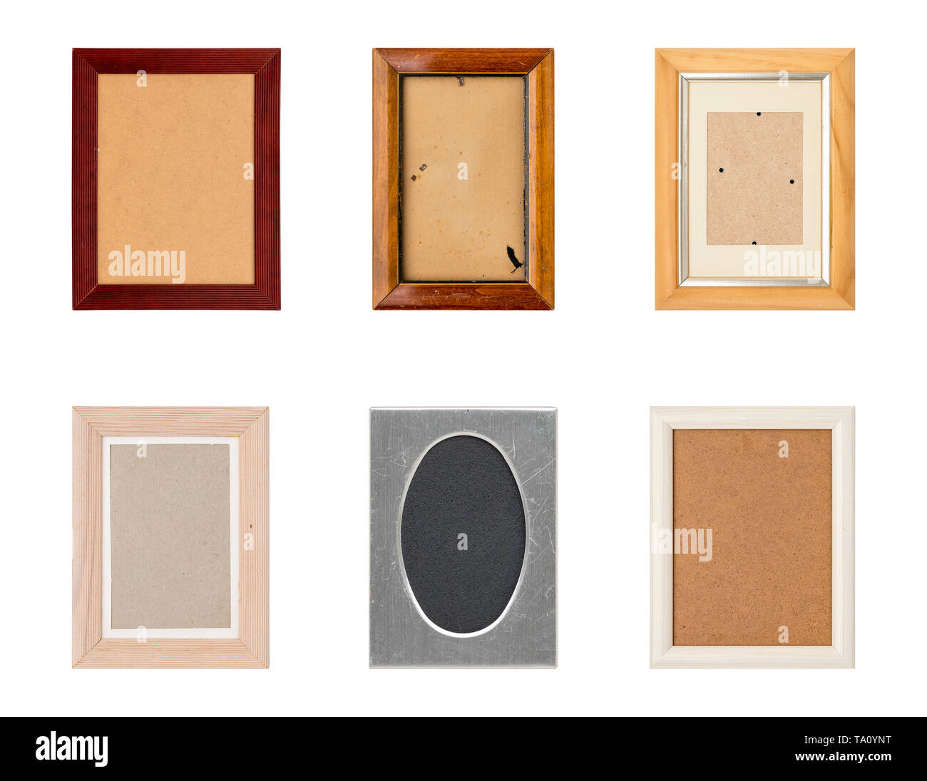 set of old picture frames with passepartout, isolated on white Stock Photo