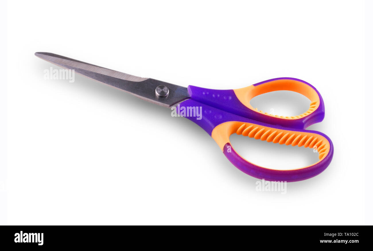 new paper scissors on a white background Stock Photo - Alamy