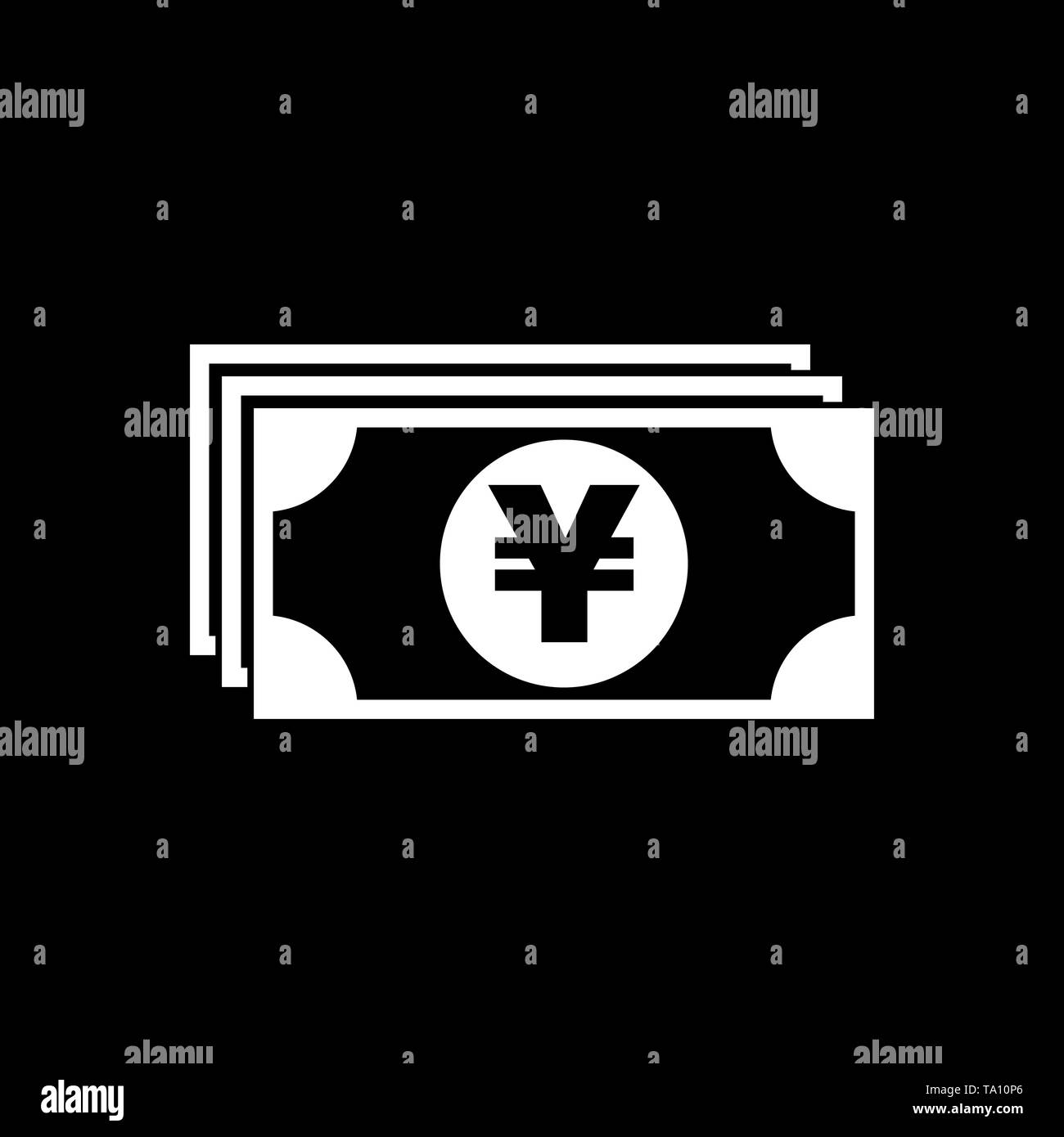 Money icon. Yen and cash, coin, currency, bank symbol. Flat design. Stock - Vector Stock Vector
